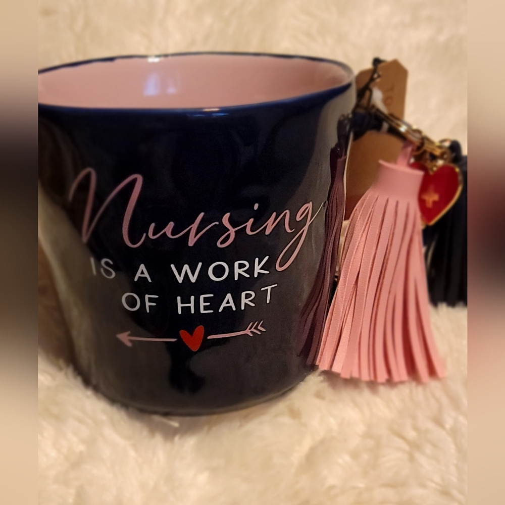 "Nursing is a Work of Heart" Mug with Keychain